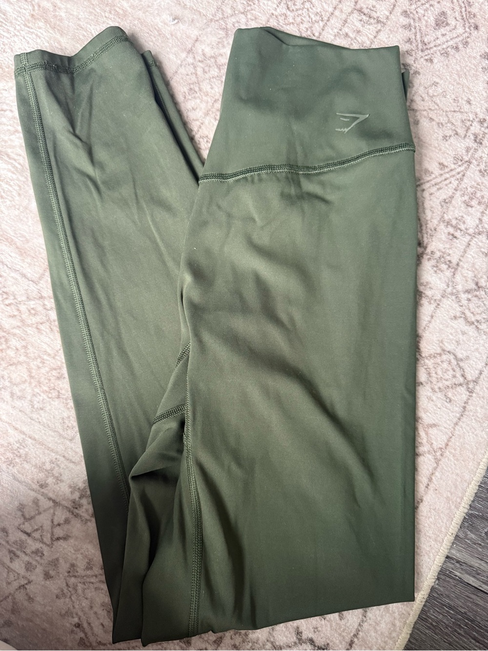 Gymshark Olive Green High-Waist Leggings with Branded Tag